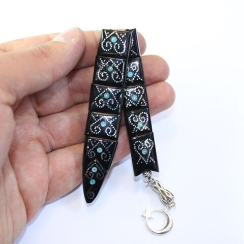 Firuze İşlemeli Balık Oltu Taşı Tespih