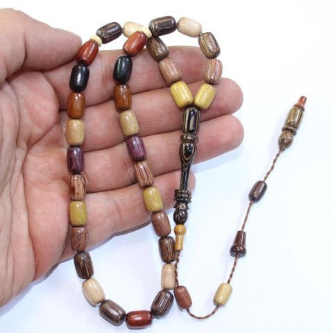 Yerli Atölye İşçiliği Kapsül Karma Ağaç Tespih 7*10,5 (mm)