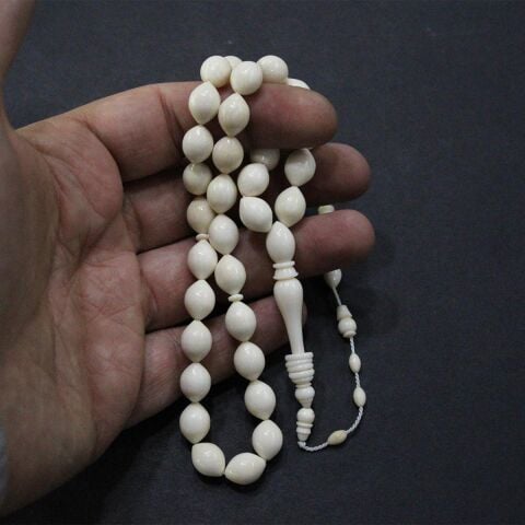 Yerli Atölye İşçiliği Fildişi Tespih Beyzi Model 8*11 (mm)