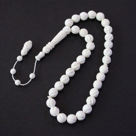 Kalem İşçilikli Deve Kemiği Küre Kesim Tespih 10 (mm)