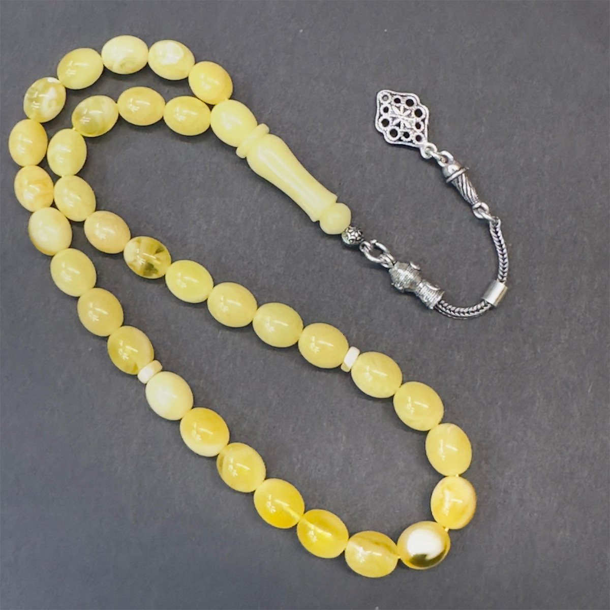 N.N Kaliningrad Damla Kehribar Badem Tespih 6,5*9 (mm)-1