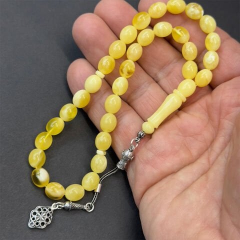 N.N Kaliningrad Damla Kehribar Badem Tespih 6,5*9 (mm)-1