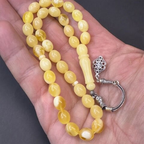 N.N Kaliningrad Damla Kehribar Badem Tespih 6,5*9 (mm)-1