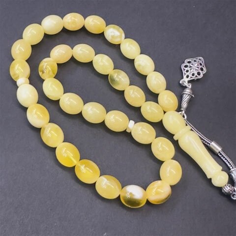 N.N Kaliningrad Damla Kehribar Badem Tespih 6,5*9 (mm)-1