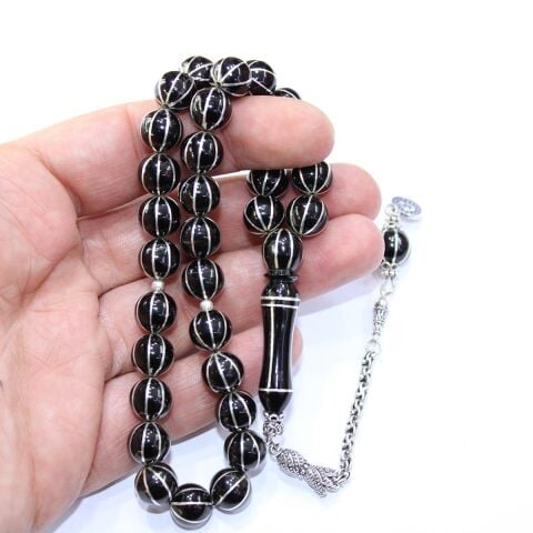 8'li Karpuz İşleme Oltu Taşı Tespih 10 (mm)