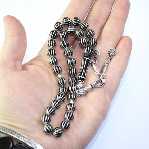 12 li Karpuz Dilimi Küre Oltu Taşı Tespih 8,5 (mm)