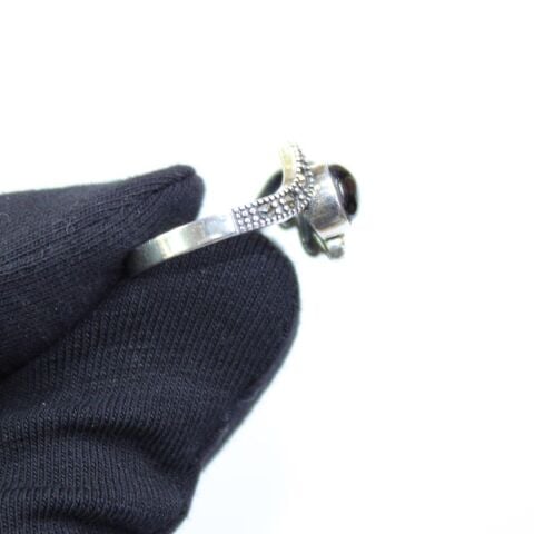 Oltu Taşı Markazit Damla Yaprak Motifli Yüzük 3,5 (gr)