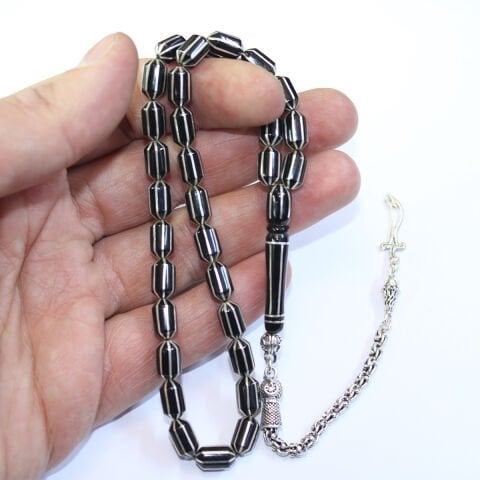 8'li Karpuz Dilimi Kapsül Oltu Taşı Tespih 6,5*9 (mm)