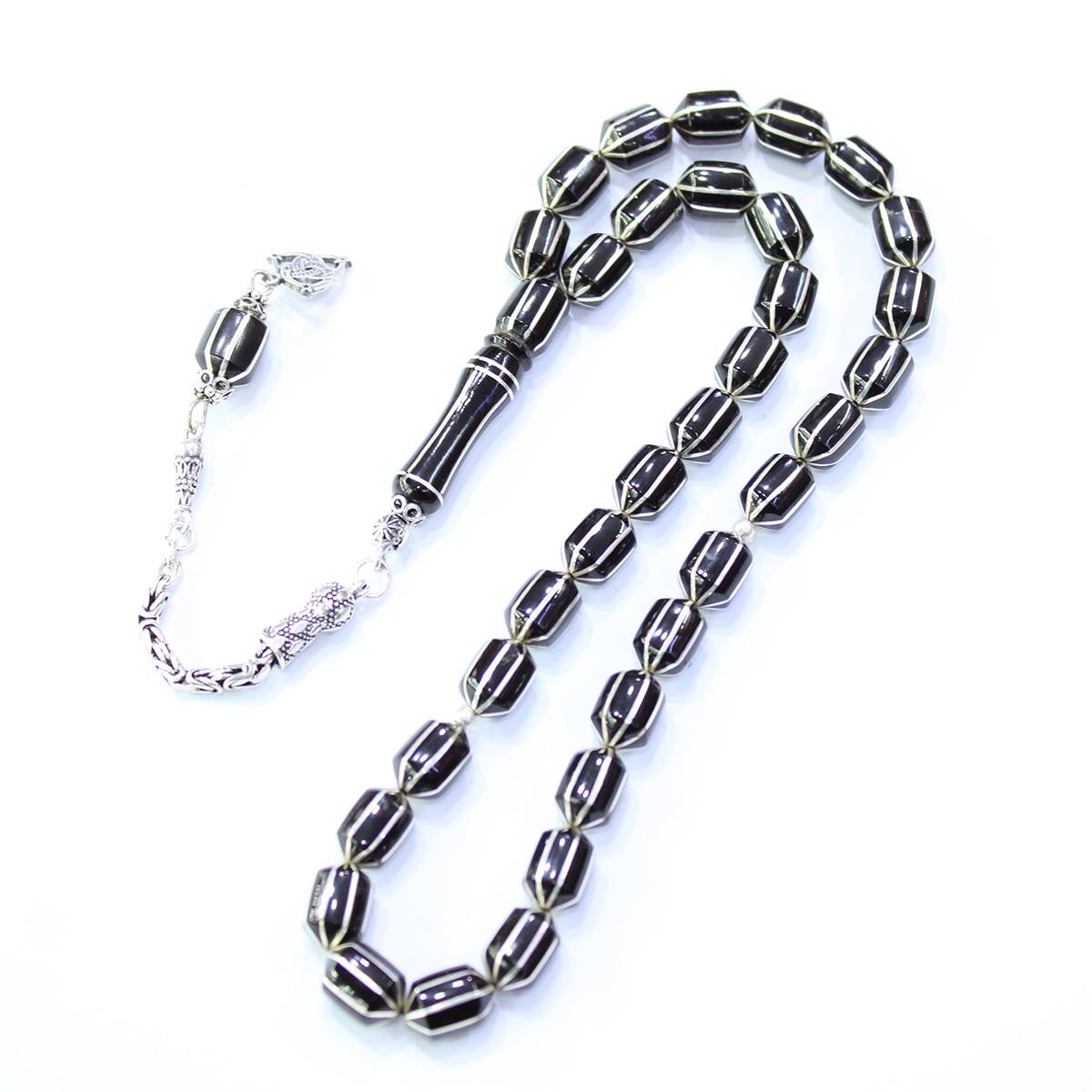 8'li Karpuz Dilimi Kapsül Oltu Taşı Tespih 7,5*11 (mm)