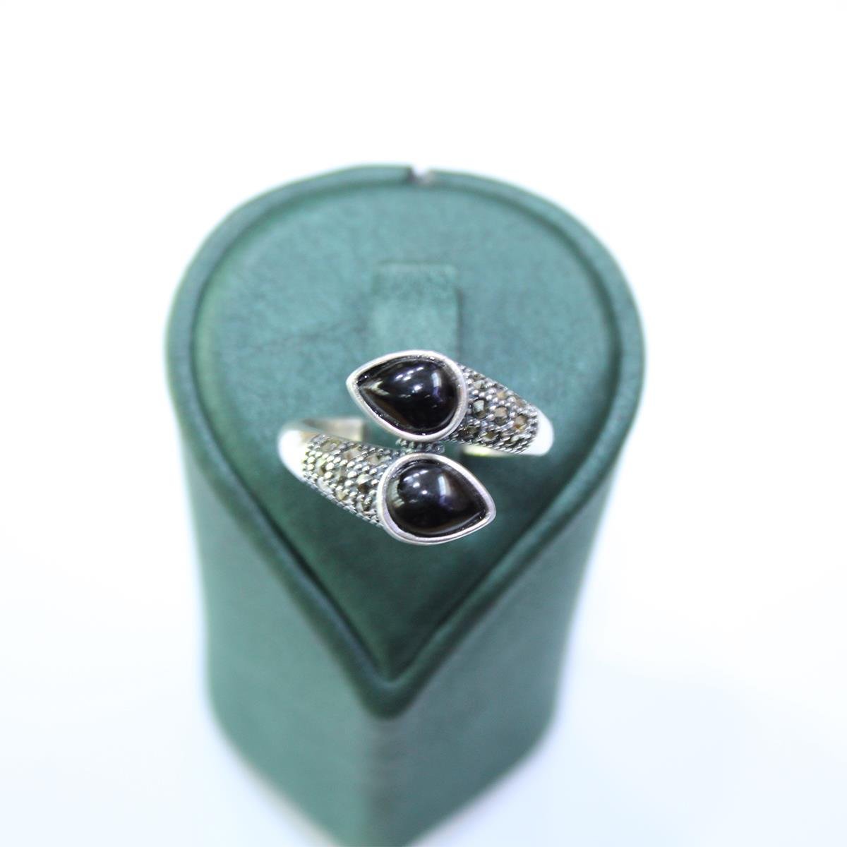 Oltu Taşı Markazit Damla Çift Başlı Yılan Figürlü Yüzük 4 (gr)