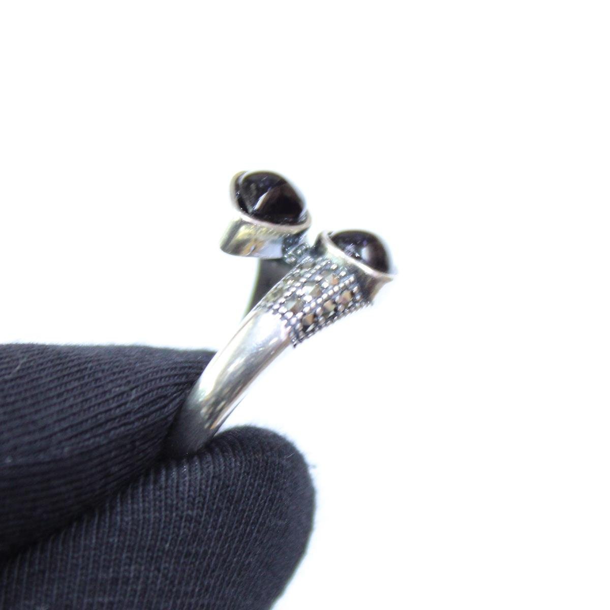 Oltu Taşı Markazit Damla Çift Başlı Yılan Figürlü Yüzük 4 (gr)