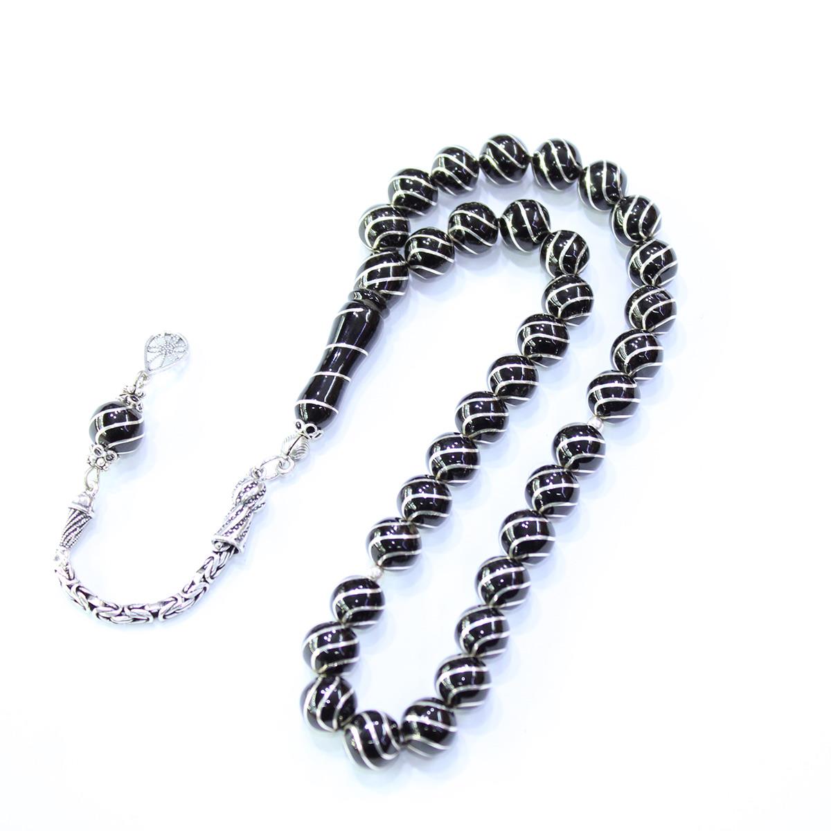 6'lı Çeşm-i Bülbül Küre Oltu Taşı Tespih 9 (mm)