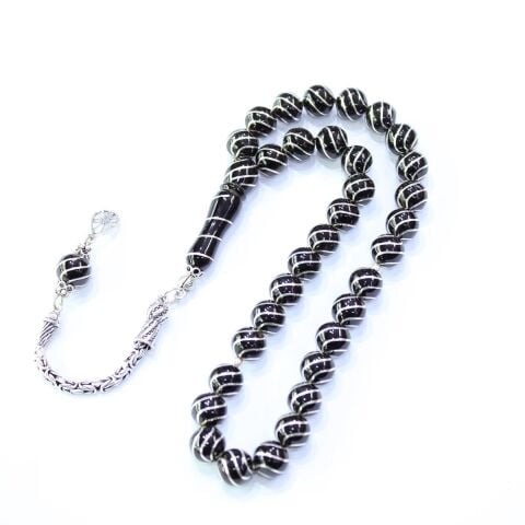 6'lı Çeşm-i Bülbül Küre Oltu Taşı Tespih 9 (mm)