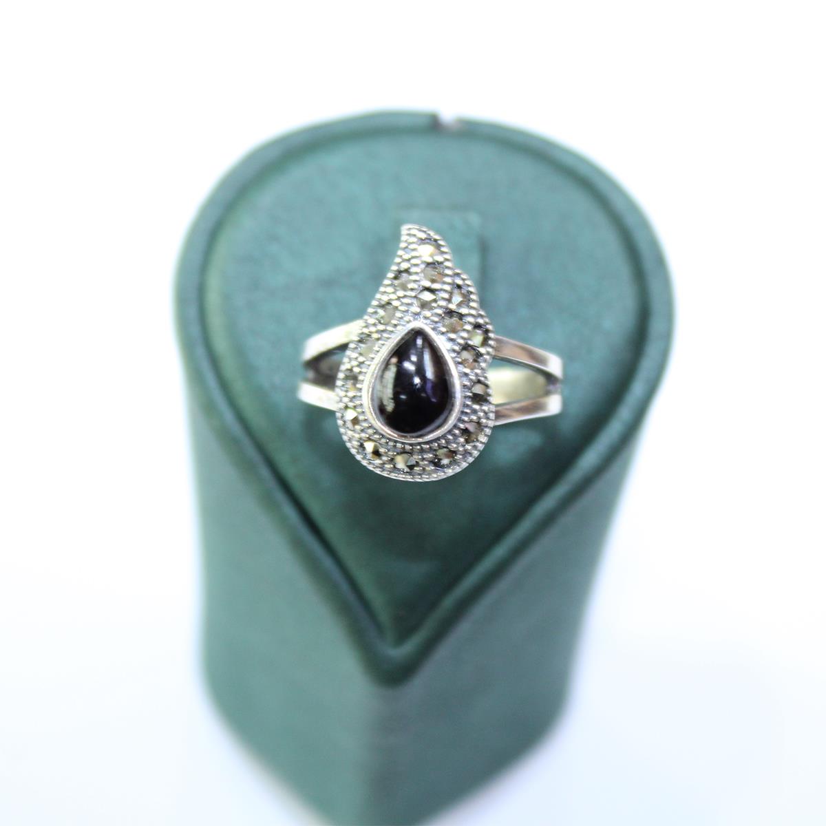 Oltu Taşı Markazit Damla Yaprak Model Yüzük 4 (gr)