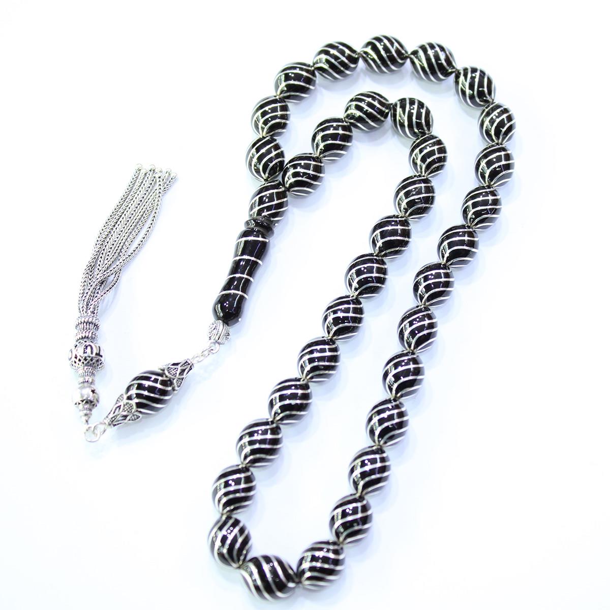 8'li Çeşm-i Bülbül Beyzi Oltu Taşı Tespih 9,5*12 (mm)