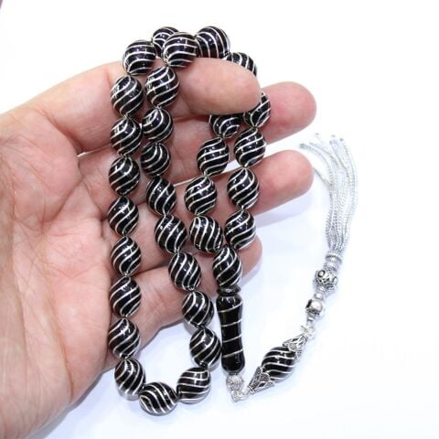 8'li Çeşm-i Bülbül Beyzi Oltu Taşı Tespih 9,5*12 (mm)