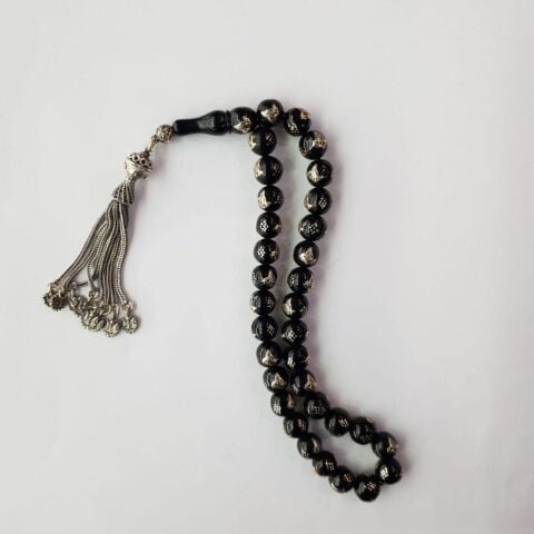 Tuğra İşlemeli Oltu Taşı Tespih 10 (mm)