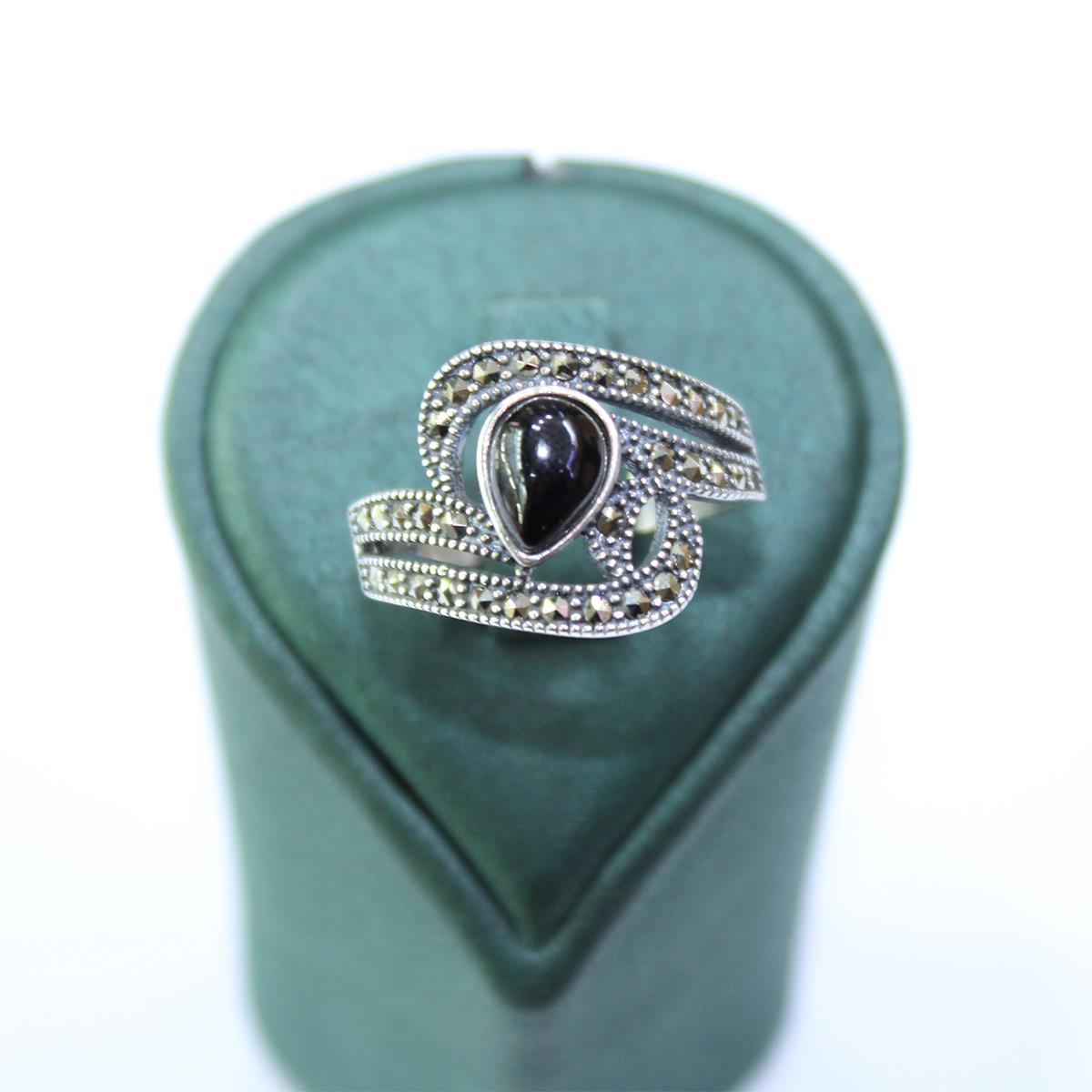 Oltu Taşı Markazit Damla Motifli Yüzük 4,2 (gr)