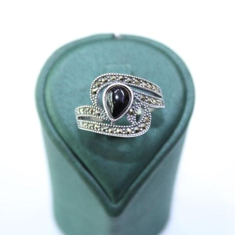 Oltu Taşı Markazit Damla Motifli Yüzük 4,2 (gr)