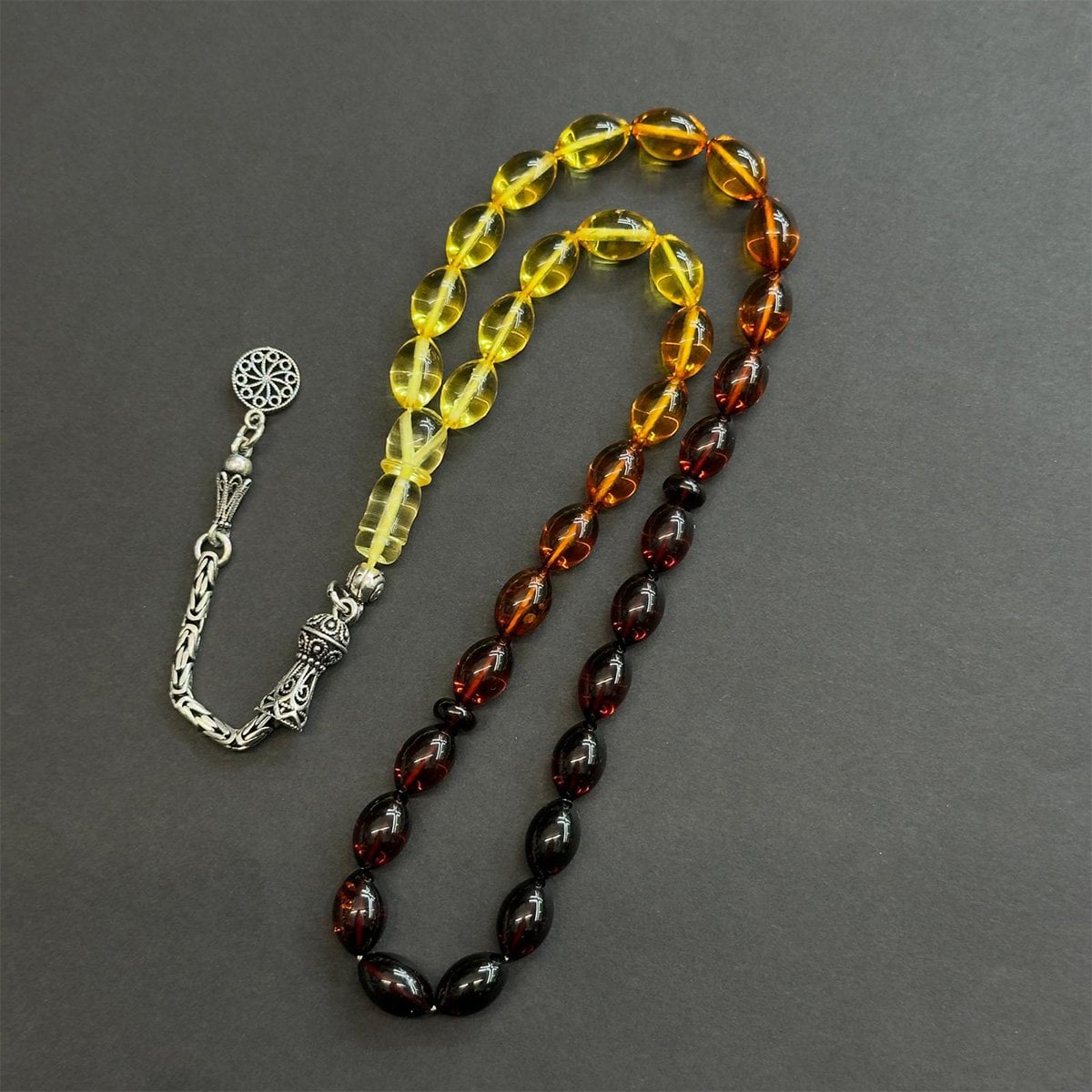 Renk Geçişli Litvanya Damla Kehribar Tespih 7*11 (mm)