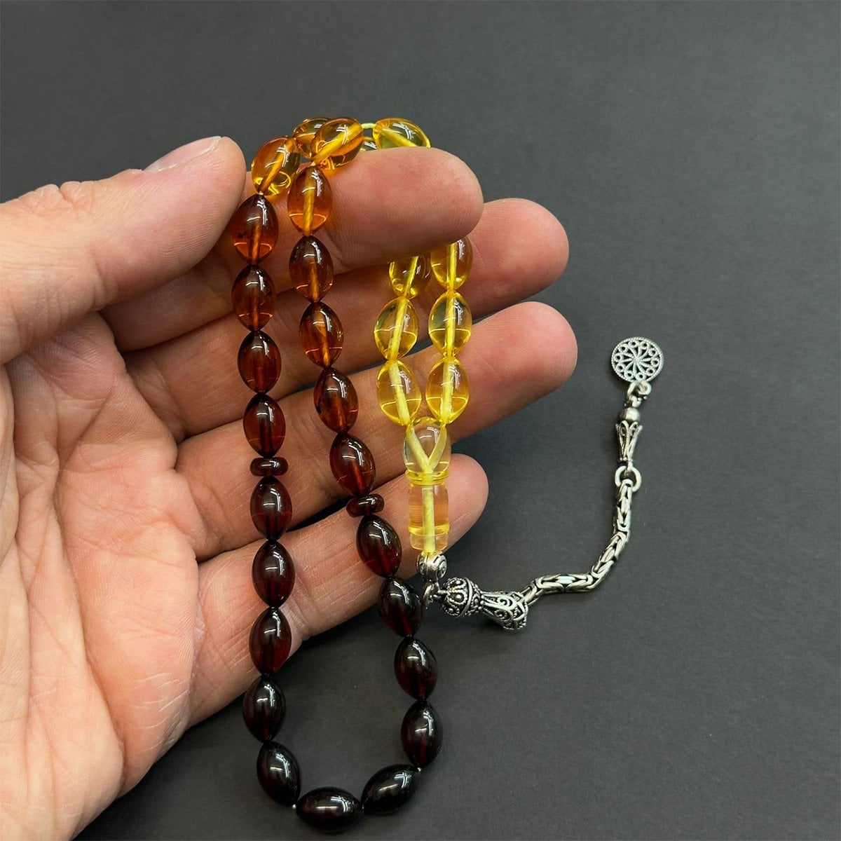 Renk Geçişli Litvanya Damla Kehribar Tespih 7*11 (mm)