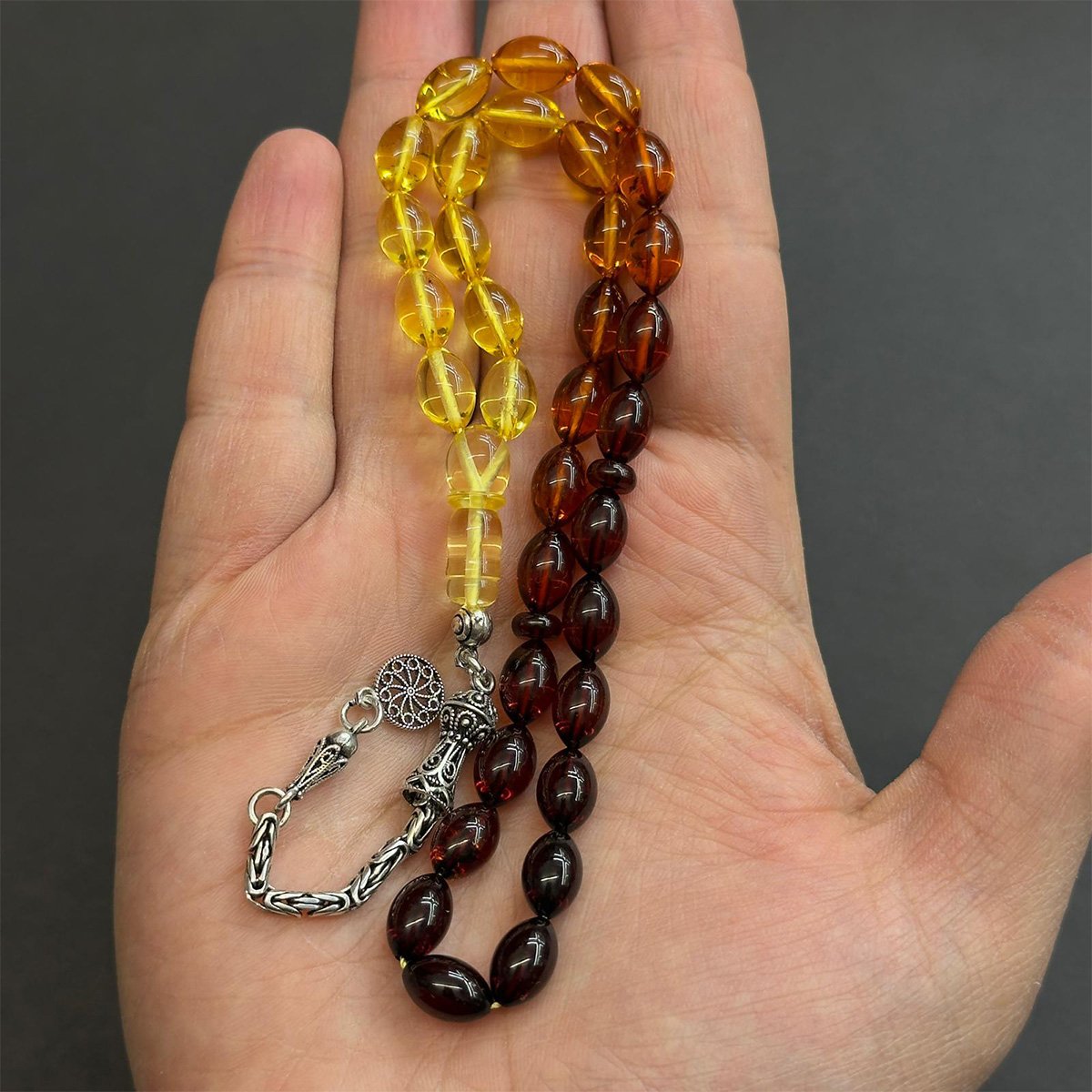 Renk Geçişli Litvanya Damla Kehribar Tespih 7*11 (mm)