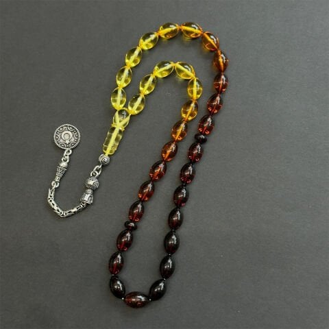 Renk Geçişli Litvanya Damla Kehribar Tespih 7*11 (mm)-1