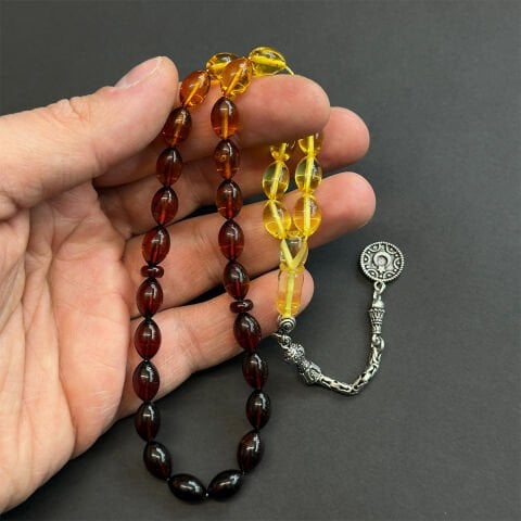 Renk Geçişli Litvanya Damla Kehribar Tespih 7*11 (mm)-1