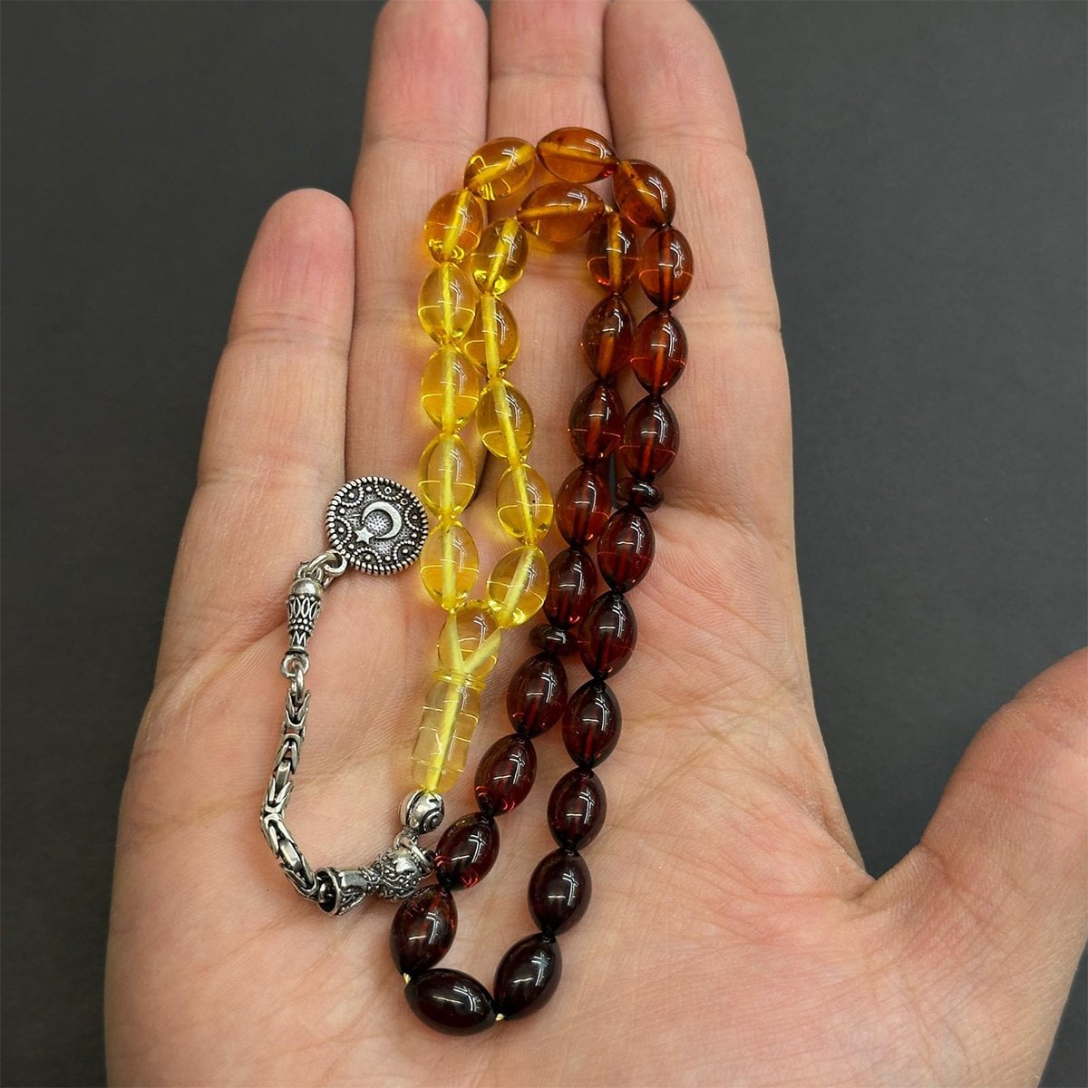 Renk Geçişli Litvanya Damla Kehribar Tespih 7*11 (mm)-1