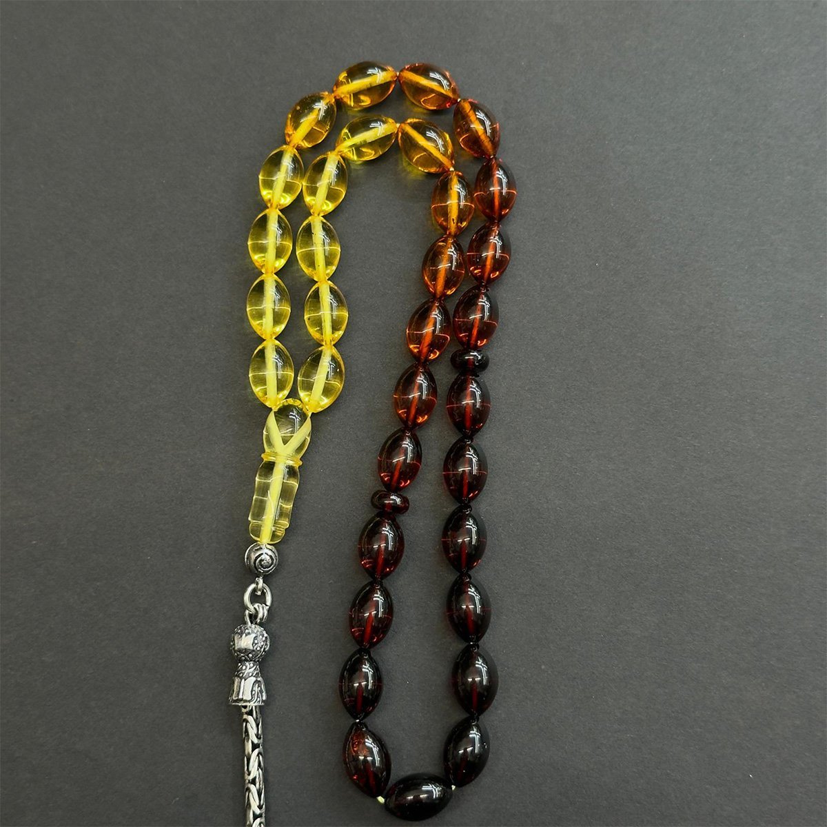 Renk Geçişli Litvanya Damla Kehribar Tespih 7*11 (mm)-1