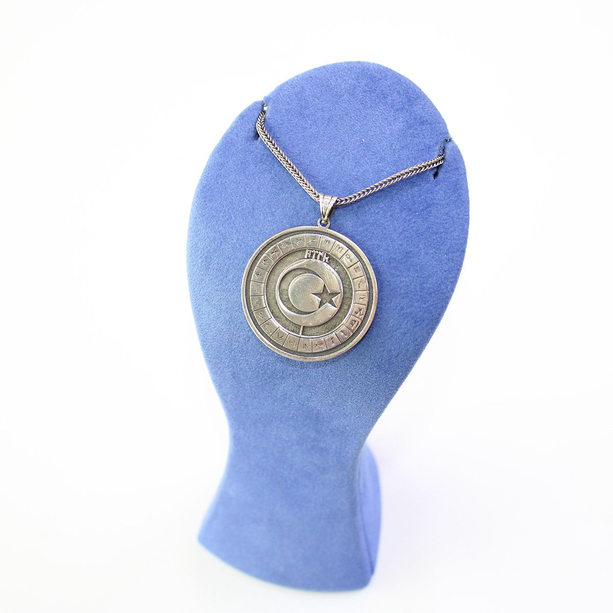 Türk Boyları Motifli Ay Yıldız Gümüş Kolye