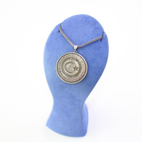 Türk Boyları Motifli Ay Yıldız Gümüş Kolye