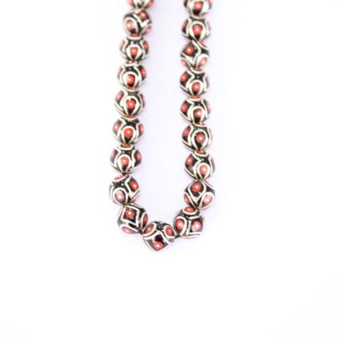 Mercan Gümüş İşlemeli Oltu Taşı Tespih 8,5 (mm)