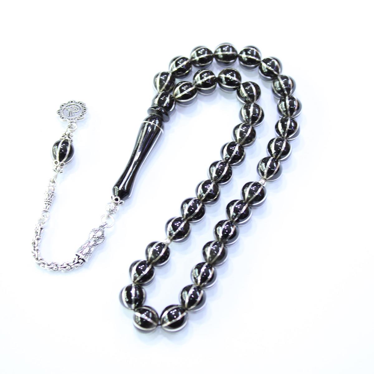 8'li Karpuz Dilimi Küre Oltu Taşı Tespih 9 (mm)