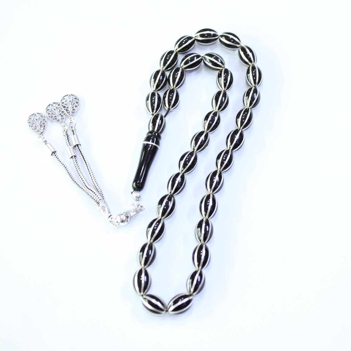 8'li Karpuz Dilimi Beyzi Oltu Taşı Tespih 7*10 (mm)