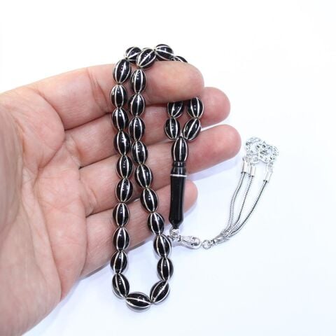 8'li Karpuz Dilimi Beyzi Oltu Taşı Tespih 7*10 (mm)