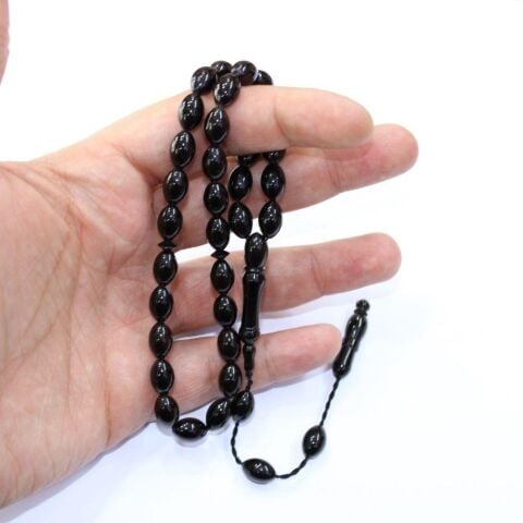 Sistem Püsküllü Beyzi Kesim Oltu Taşı Tespih 7*10 (mm)