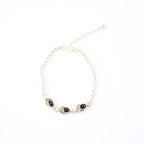 Oltu Taşı Markazit Gümüş Bileklik Model - 31