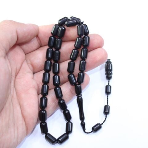 Sistem Püsküllü Kapsül Oltu Taşı Tespih 6,5*10 (mm)