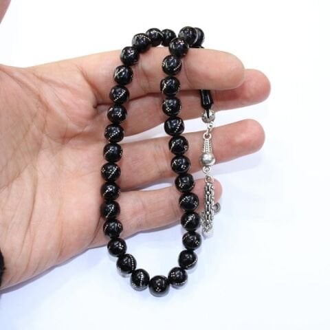 Burgu Dörtlü Oltu Taşı Tespih 8,5 (mm)