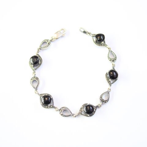 Oltu Taşı Markazit Gümüş Bileklik Model - 34