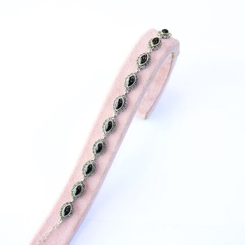 Oltu Taşı Markazit Gümüş Bileklik Model - 34