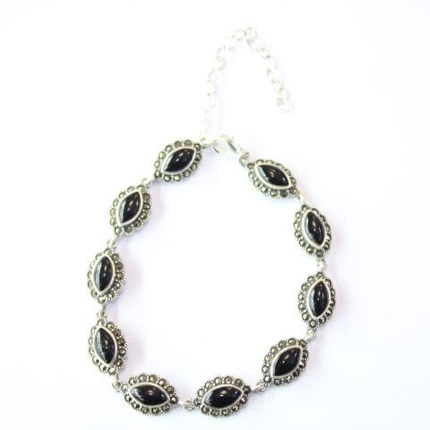 Oltu Taşı Markazit Gümüş Bileklik Model - 34