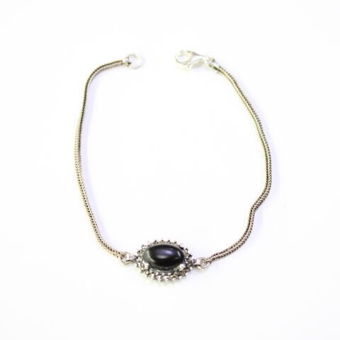 Oltu Taşı Markazit Gümüş Bileklik Model - 35