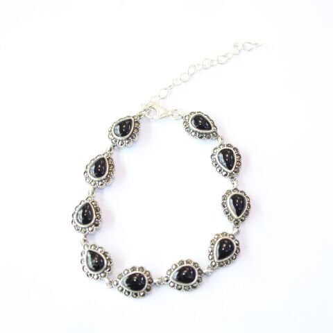 Oltu Taşı Markazit Gümüş Bileklik Model - 35