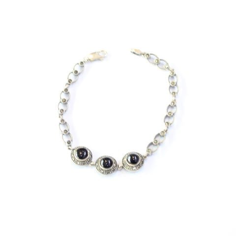 Oltu Taşı Markazit Gümüş Bileklik Model - 36