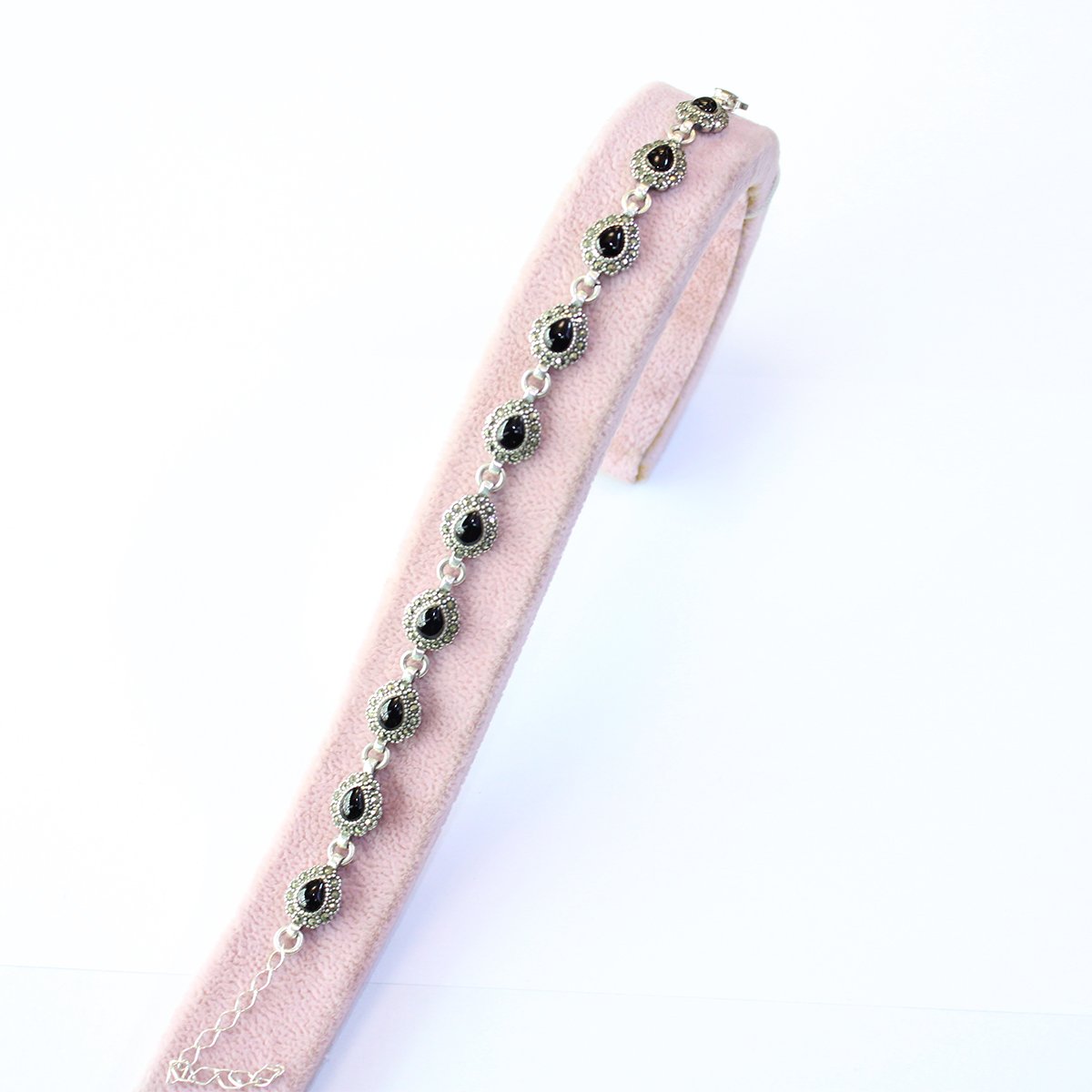 Oltu Taşı Markazit Gümüş Bileklik Model - 36