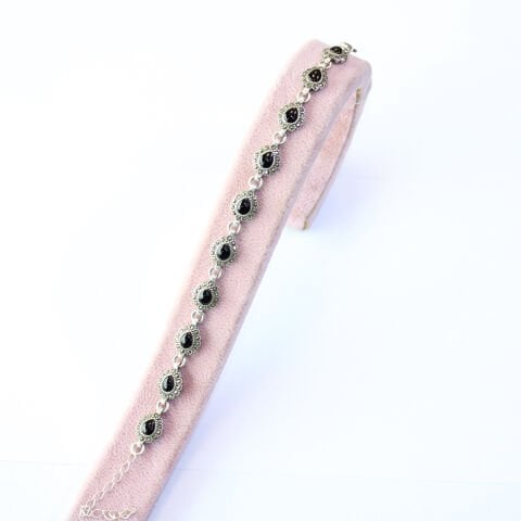 Oltu Taşı Markazit Gümüş Bileklik Model - 36