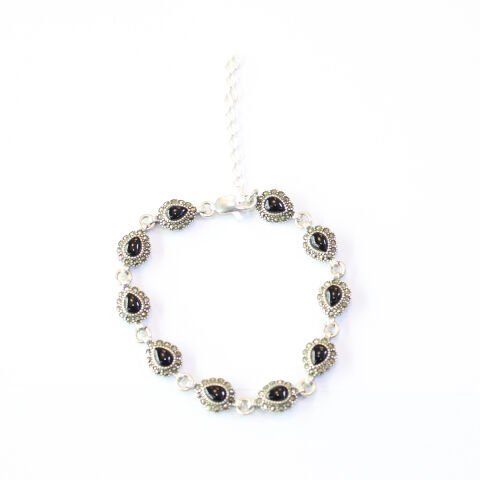 Oltu Taşı Markazit Gümüş Bileklik Model - 36