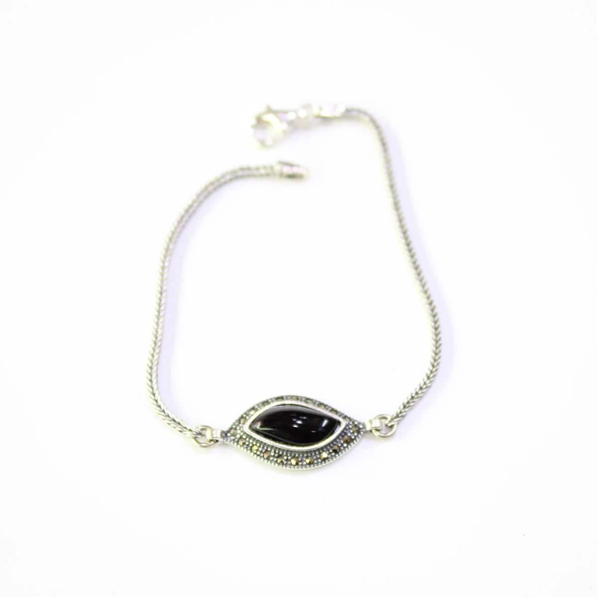 Oltu Taşı Markazit Gümüş Bileklik Model - 37